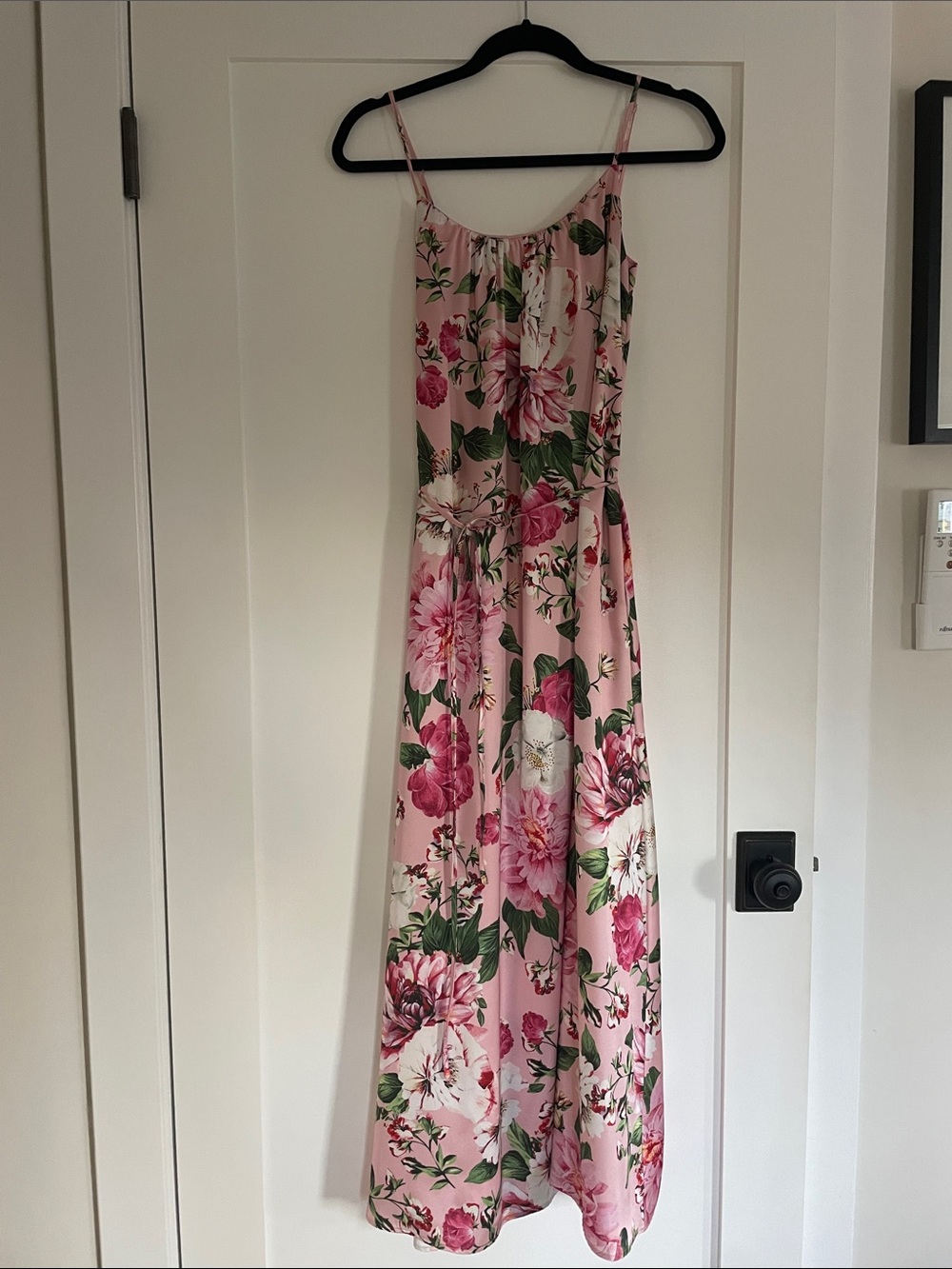 Sam Edelman Floral Pink Maxi Dress with Adjustable Spaghetti Straps - XS